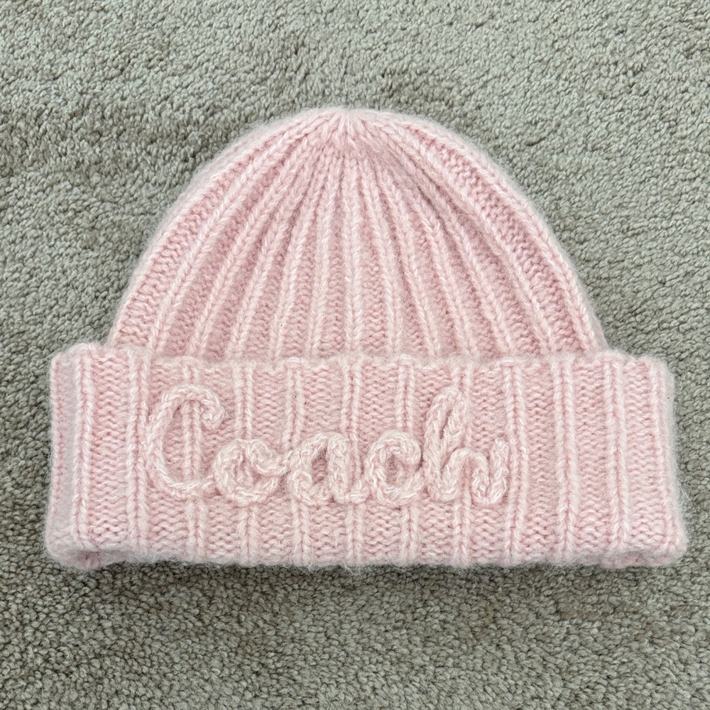 Coach Pink Knit Kids Beanie